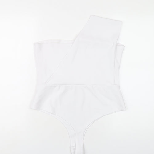 PRETTYLITTLETHING Womens White Polyester Bodysuit One-Piece Size 16 Snap