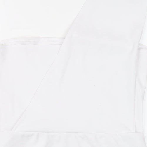 PRETTYLITTLETHING Womens White Polyester Bodysuit One-Piece Size 16 Snap