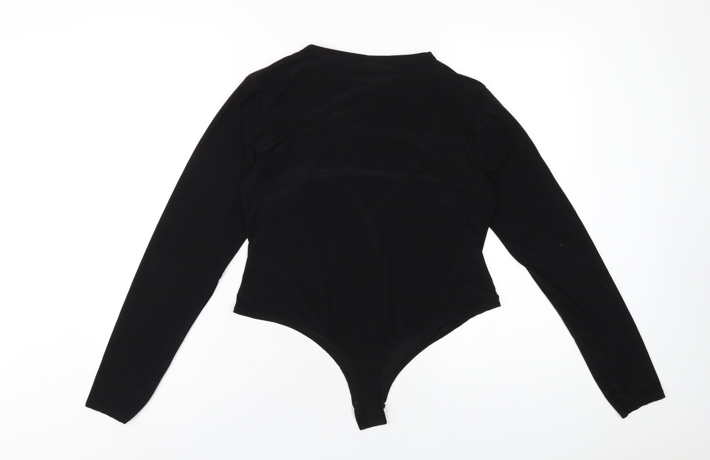 PRETTYLITTLETHING Womens Black Polyester Bodysuit One-Piece Size 16 Snap