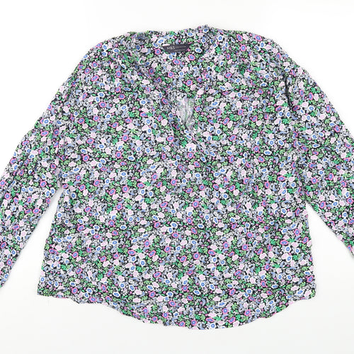 Marks and Spencer Womens Multicoloured Floral Viscose Basic Blouse Size 8 V-Neck