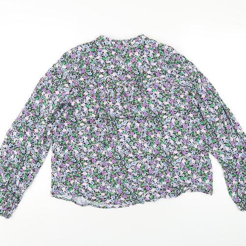 Marks and Spencer Womens Multicoloured Floral Viscose Basic Blouse Size 8 V-Neck
