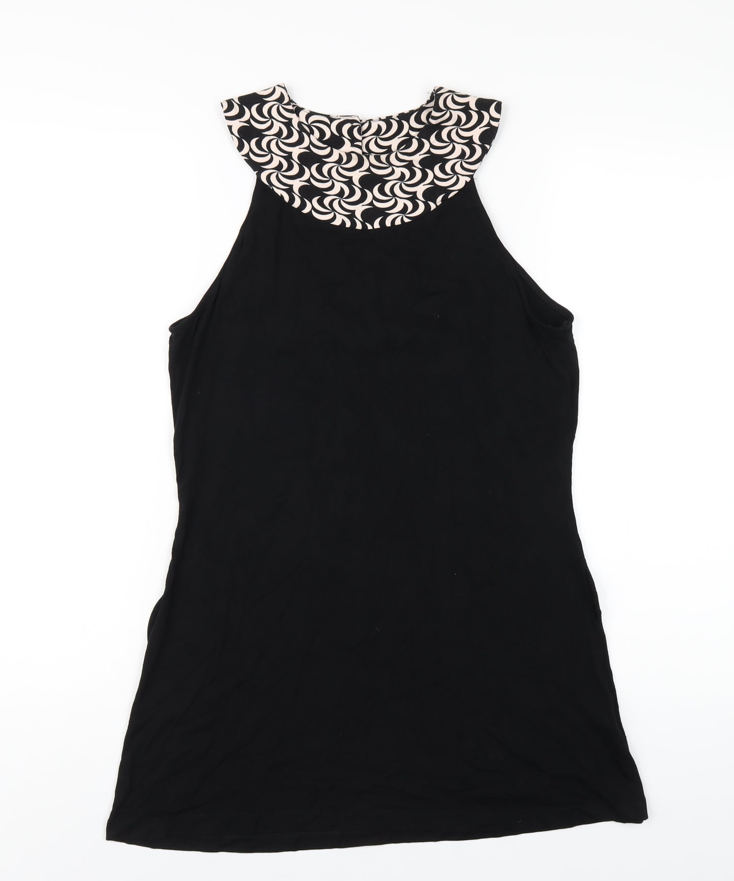 NEXT Womens Black Viscose Basic T-Shirt Size 16 Round Neck