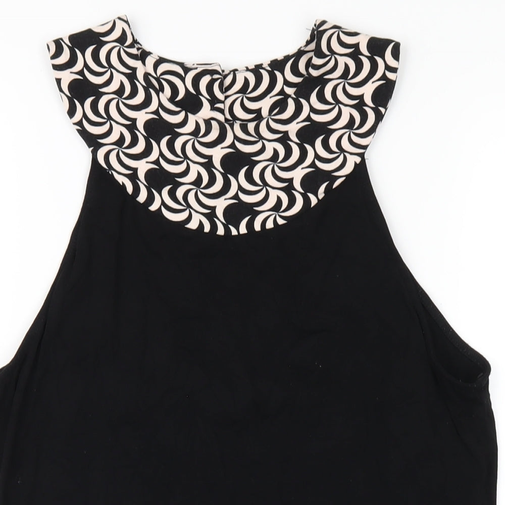 NEXT Womens Black Viscose Basic T-Shirt Size 16 Round Neck