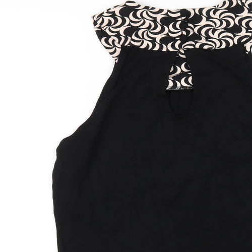 NEXT Womens Black Viscose Basic T-Shirt Size 16 Round Neck