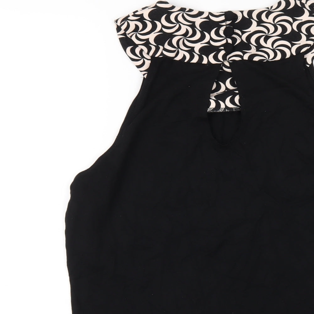 NEXT Womens Black Viscose Basic T-Shirt Size 16 Round Neck