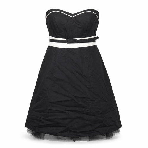 BHS Womens Black Cotton A-Line Size 10 Sweetheart Zip