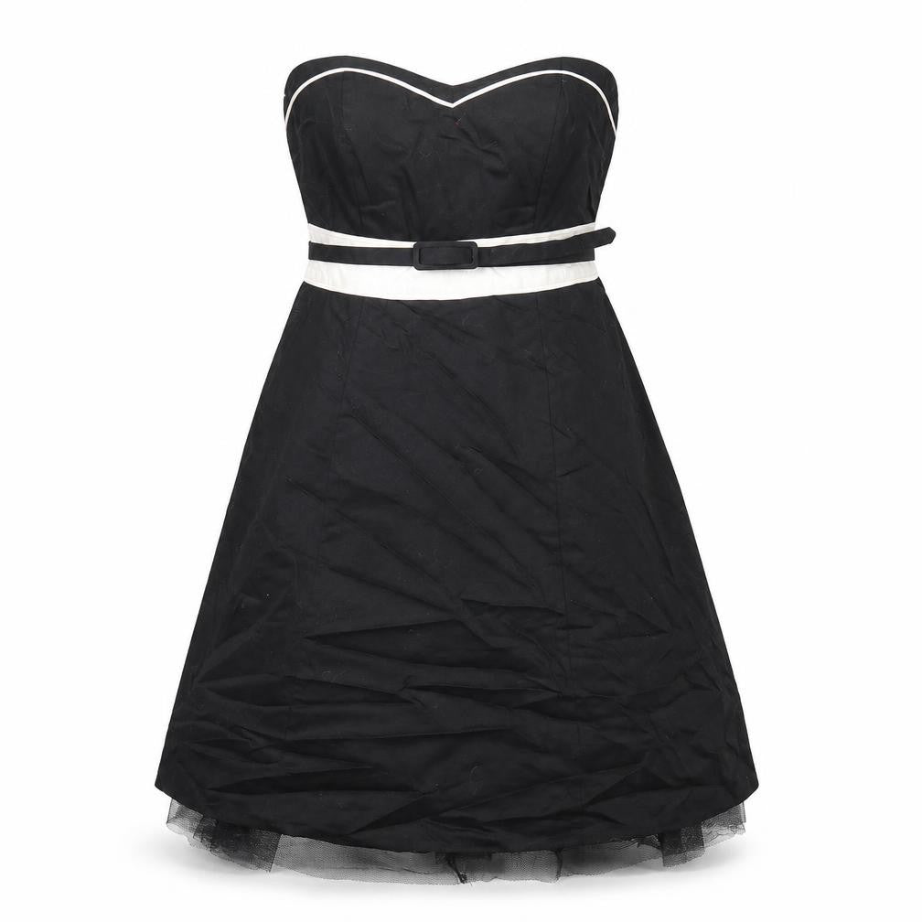 BHS Womens Black Cotton A-Line Size 10 Sweetheart Zip