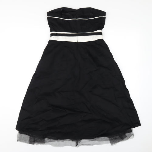 BHS Womens Black Cotton A-Line Size 10 Sweetheart Zip