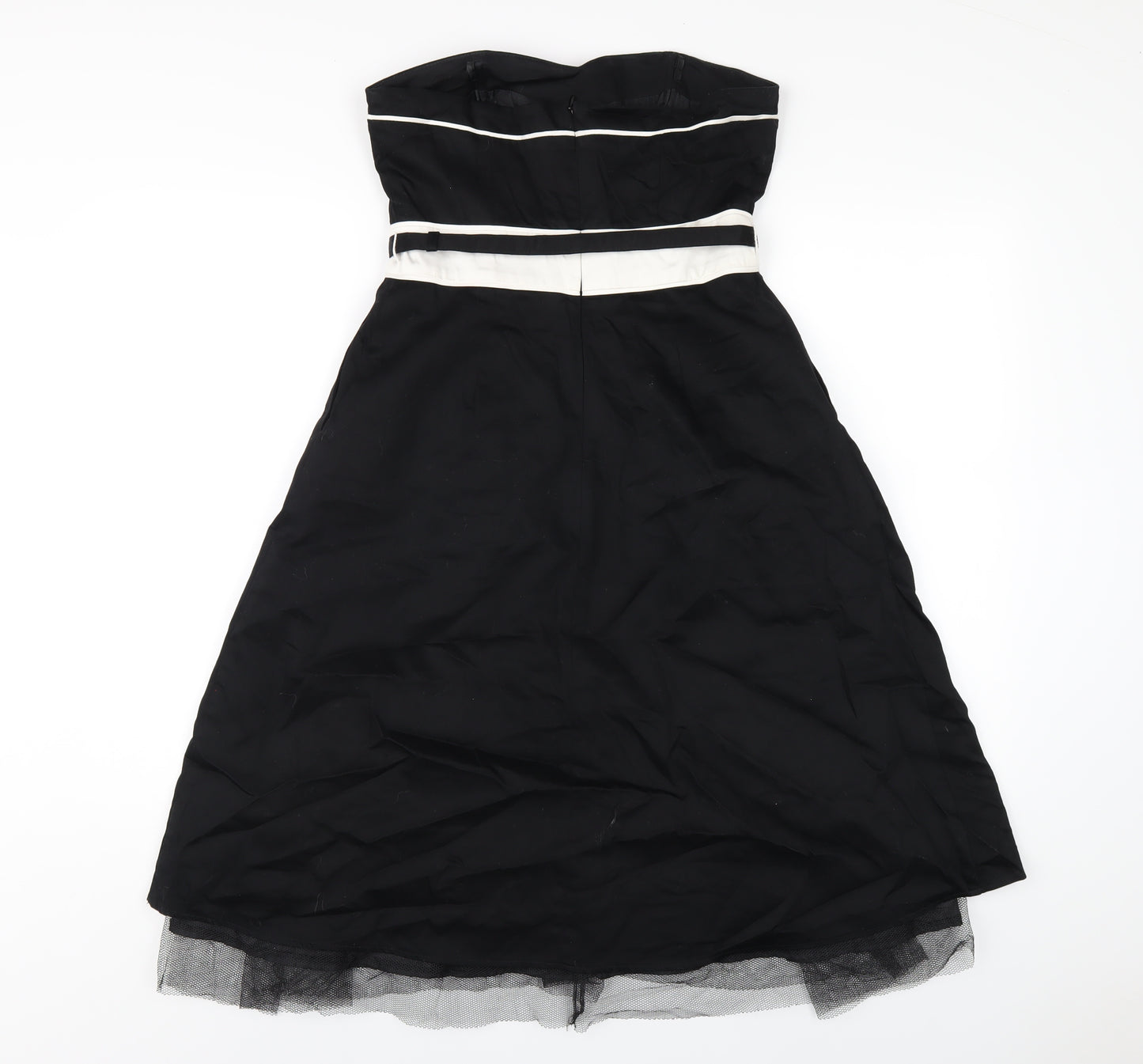 BHS Womens Black Cotton A-Line Size 10 Sweetheart Zip