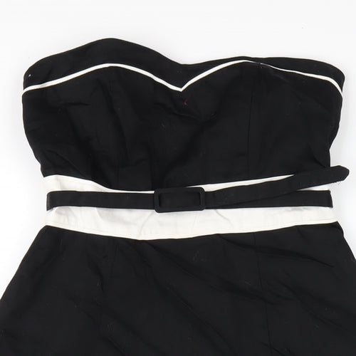 BHS Womens Black Cotton A-Line Size 10 Sweetheart Zip