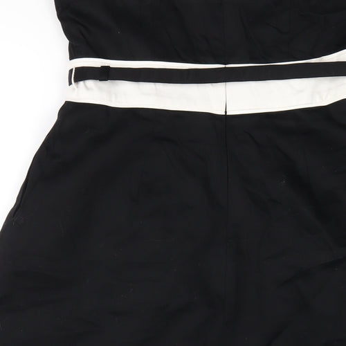 BHS Womens Black Cotton A-Line Size 10 Sweetheart Zip