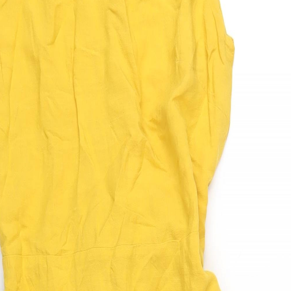 NEXT Womens Yellow Viscose A-Line Size 14 Round Neck Zip