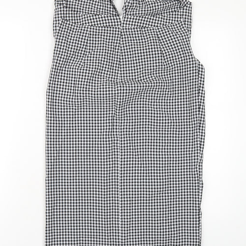 Mango Womens Black Check Polyester Bodycon Size M Square Neck Zip