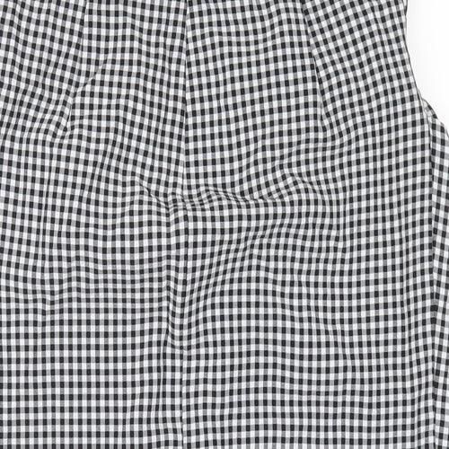 Mango Womens Black Check Polyester Bodycon Size M Square Neck Zip