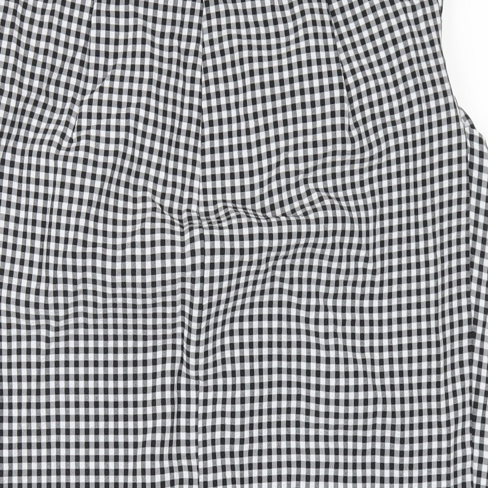 Mango Womens Black Check Polyester Bodycon Size M Square Neck Zip