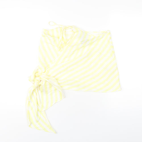 ASOS Womens Yellow Striped Viscose A-Line Skirt Size 12 Tie