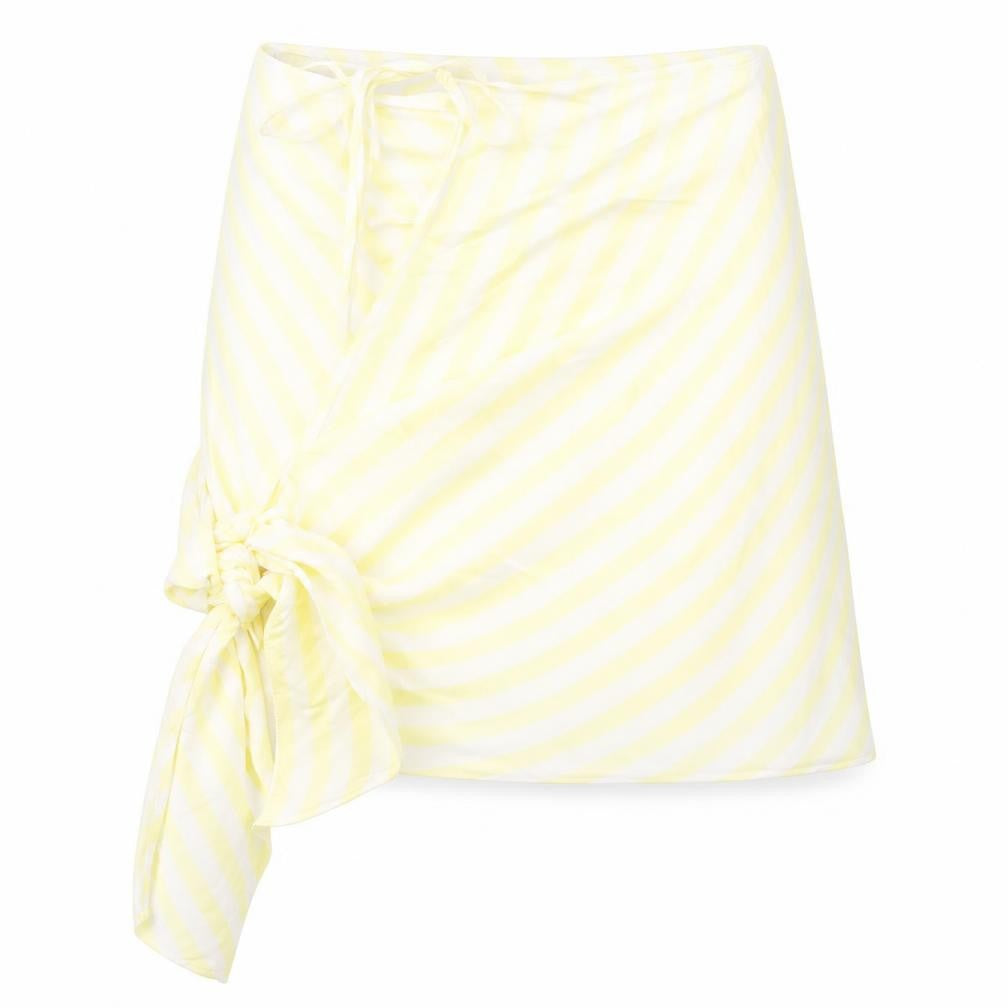 ASOS Womens Yellow Striped Viscose A-Line Skirt Size 12 Tie