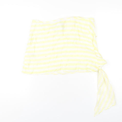 ASOS Womens Yellow Striped Viscose A-Line Skirt Size 12 Tie