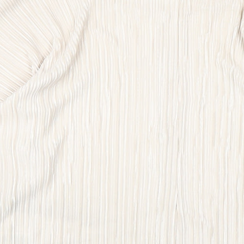 Marks and Spencer Womens Ivory Polyester Basic T-Shirt Size 8 Round Neck
