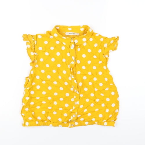 Oasis Womens Yellow Polka Dot Viscose Basic Button-Up Size 14 Collared