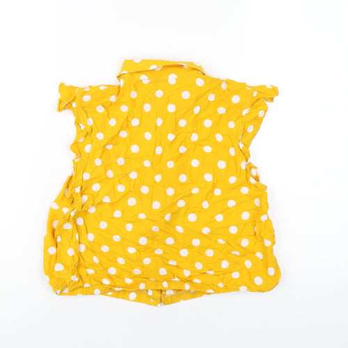 Oasis Womens Yellow Polka Dot Viscose Basic Button-Up Size 14 Collared