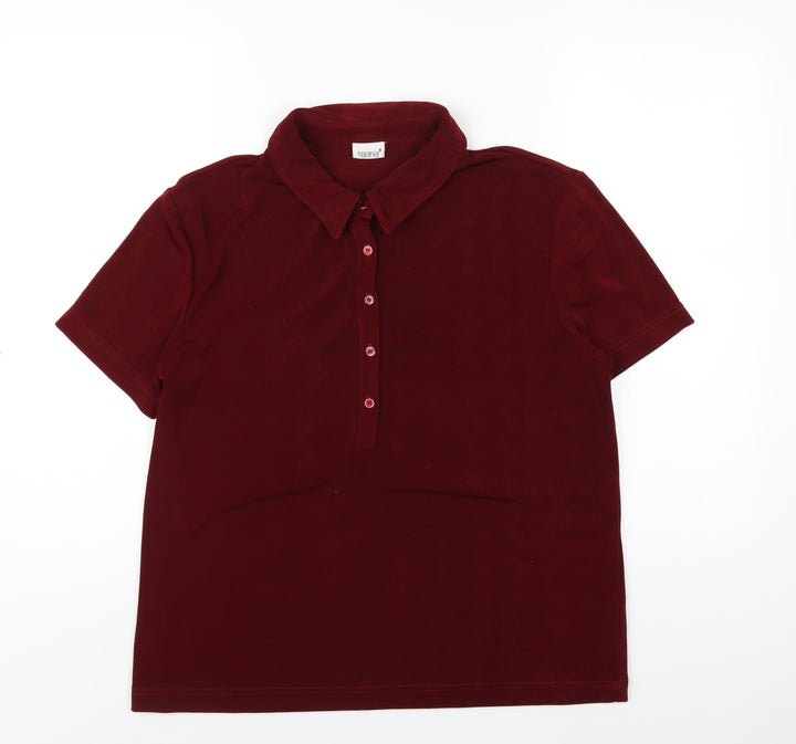 Together Womens Red Polyester Basic Polo Size 16 Collared