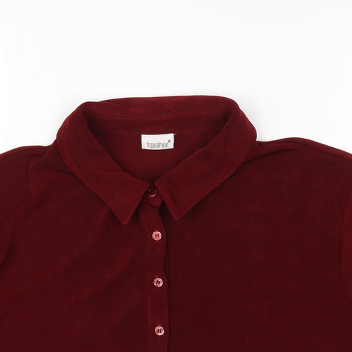 Together Womens Red Polyester Basic Polo Size 16 Collared