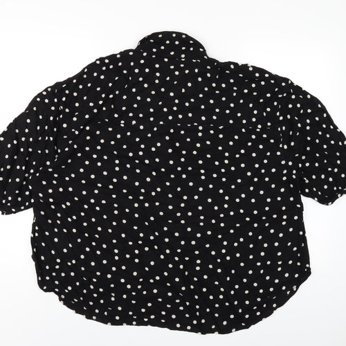 NEXT Womens Black Polka Dot Viscose Basic Button-Up Size 20 Collared