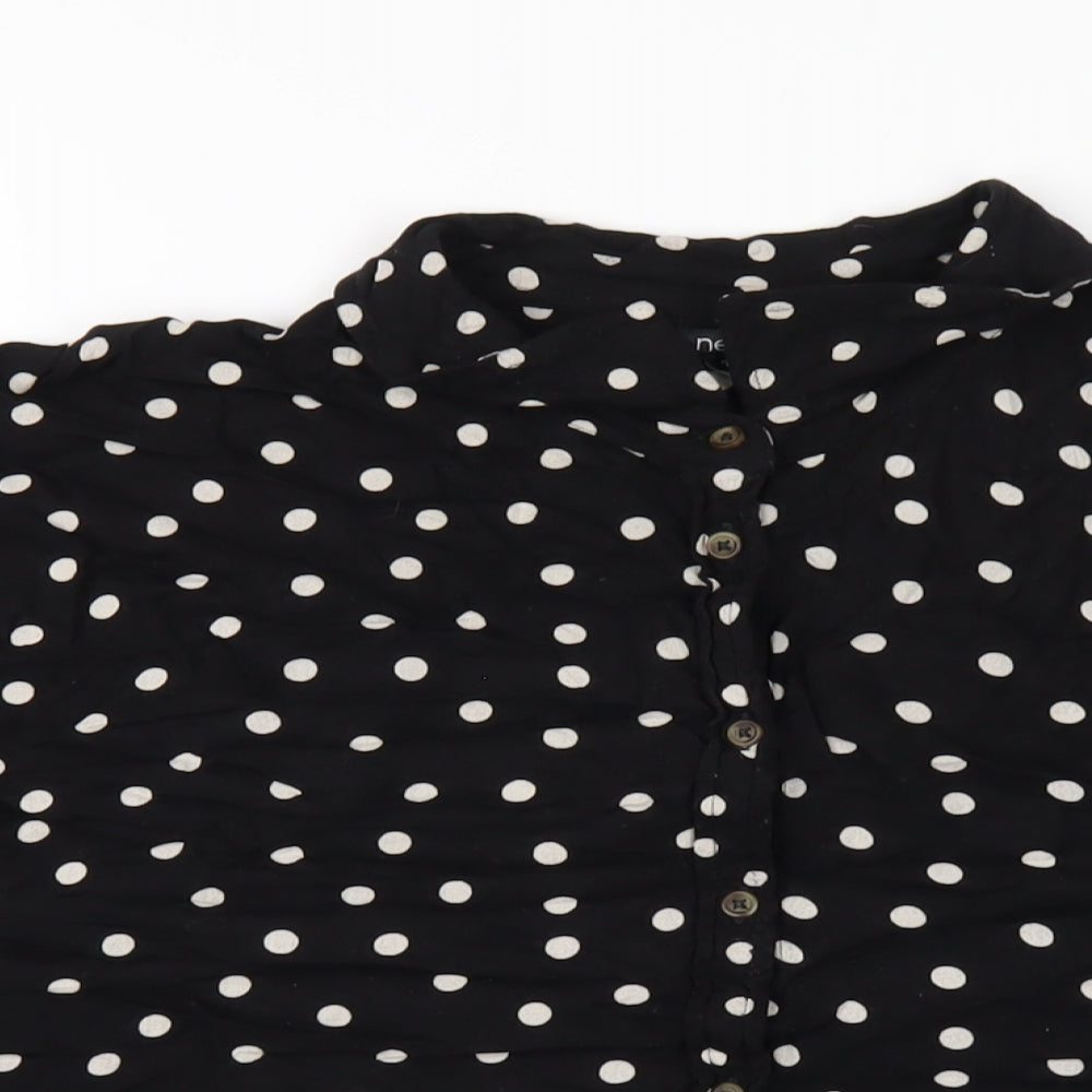 NEXT Womens Black Polka Dot Viscose Basic Button-Up Size 20 Collared