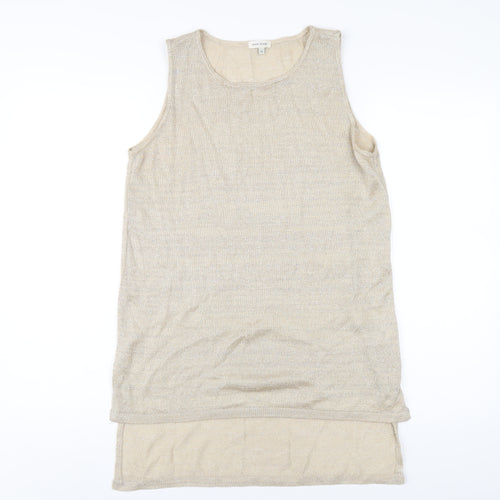 River Island Womens Gold Acrylic Basic Tank Size 12 Round Neck