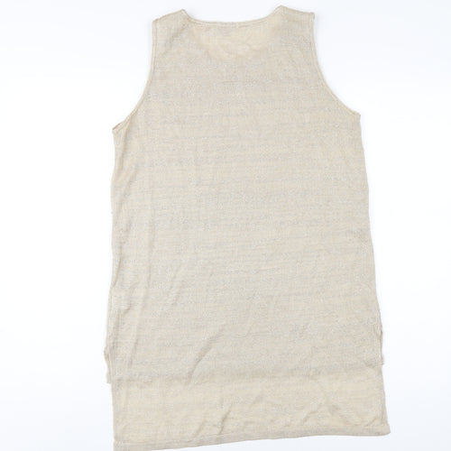 River Island Womens Gold Acrylic Basic Tank Size 12 Round Neck