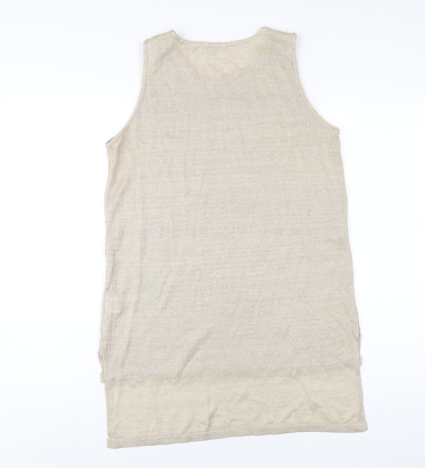 River Island Womens Gold Acrylic Basic Tank Size 12 Round Neck