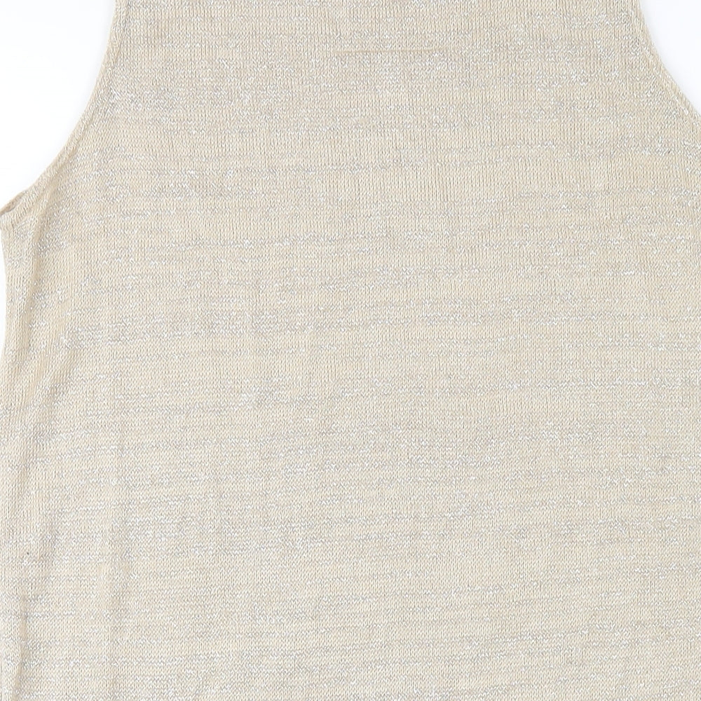 River Island Womens Gold Acrylic Basic Tank Size 12 Round Neck