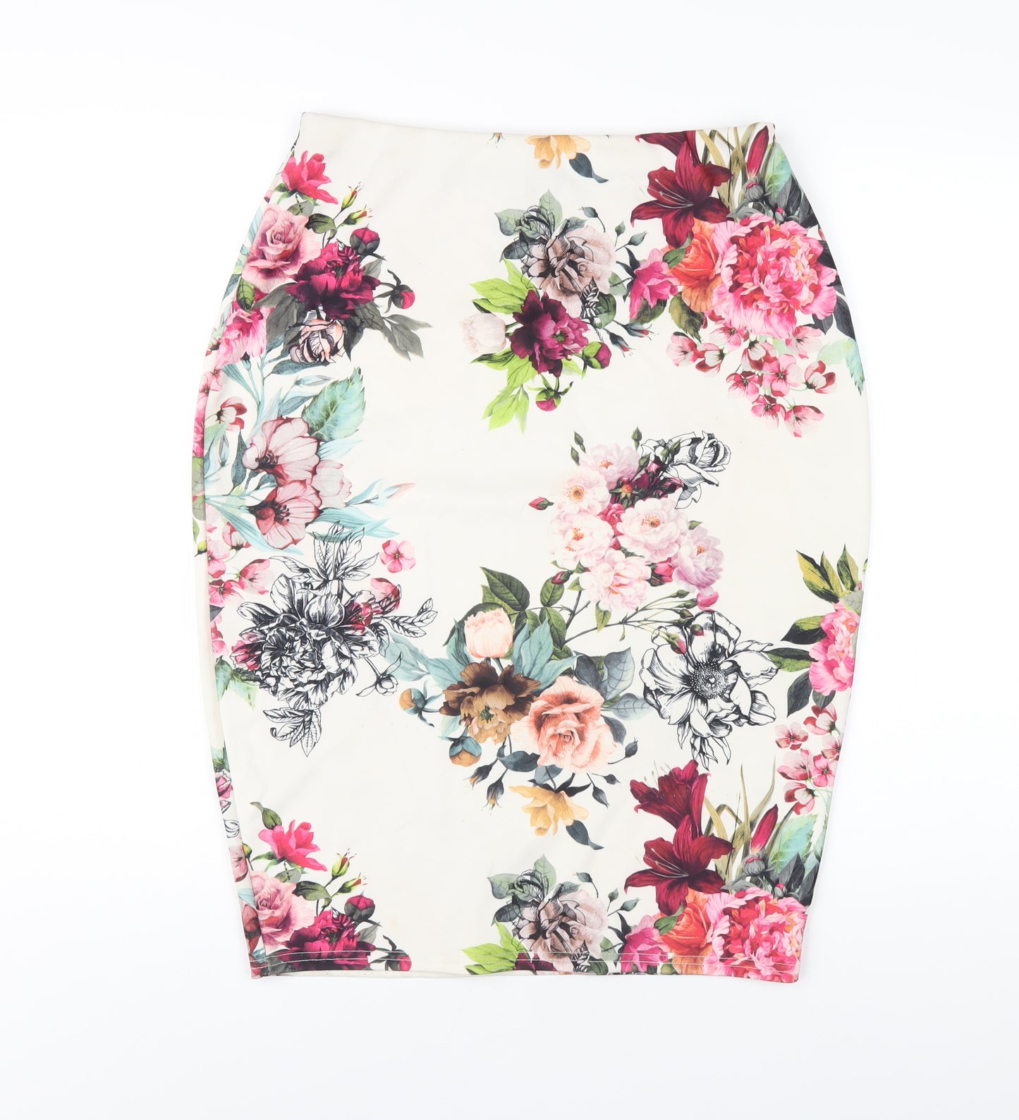 Select Womens Multicoloured Floral Polyester Straight & Pencil Skirt Size 14