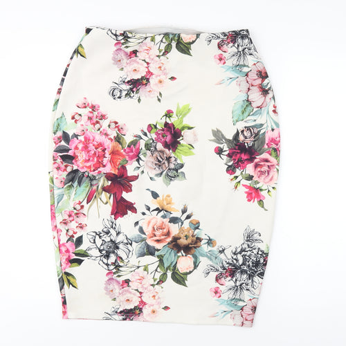 Select Womens Multicoloured Floral Polyester Straight & Pencil Skirt Size 14