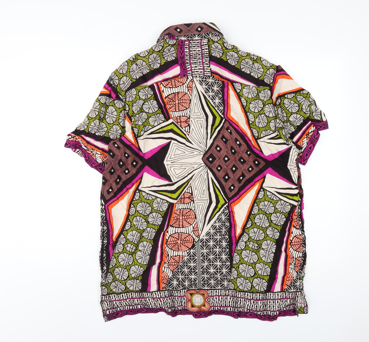 Joe Browns Mens Multicoloured Geometric Viscose Button-Up Size L Collared Button