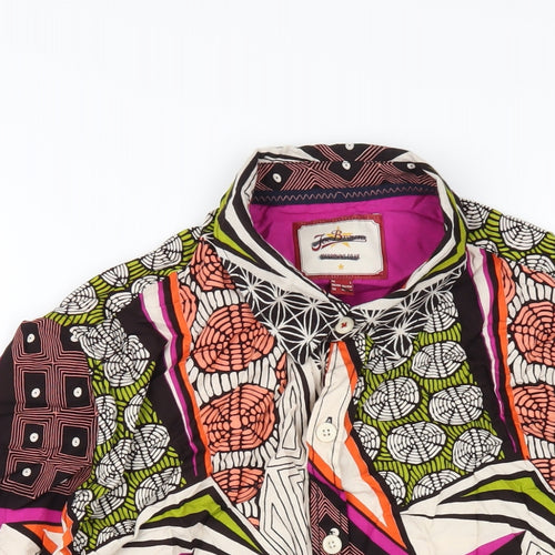 Joe Browns Mens Multicoloured Geometric Viscose Button-Up Size L Collared Button