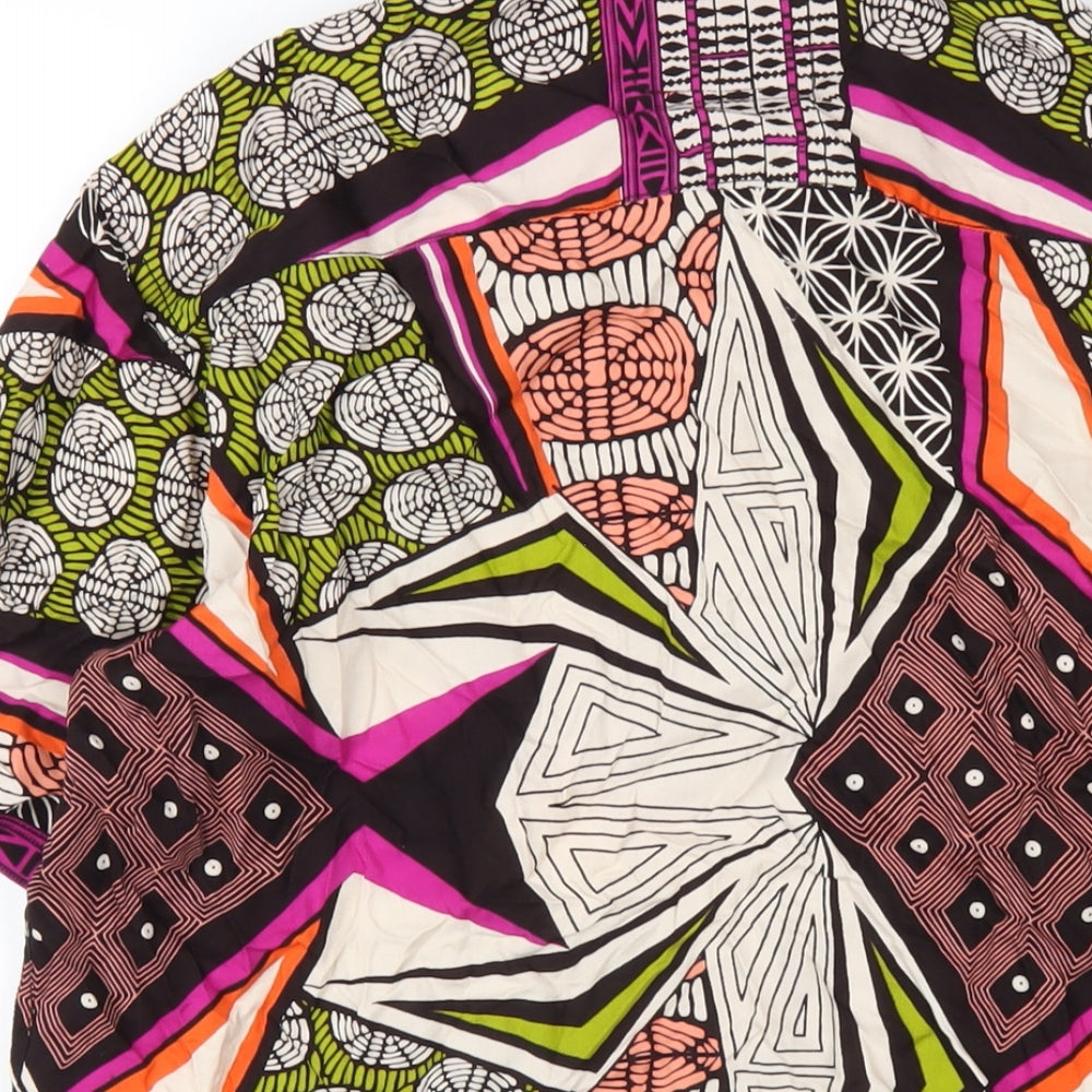 Joe Browns Mens Multicoloured Geometric Viscose Button-Up Size L Collared Button