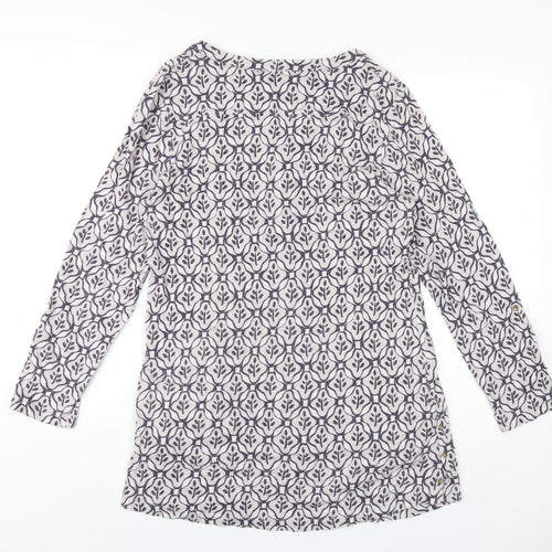White Stuff Womens Multicoloured Geometric 100% Cotton A-Line Size 14 V-Neck Pullover