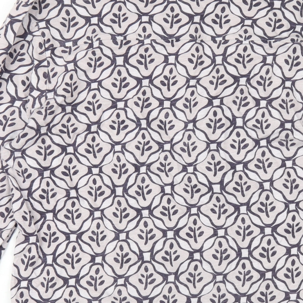 White Stuff Womens Multicoloured Geometric 100% Cotton A-Line Size 14 V-Neck Pullover
