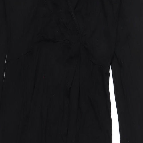 PRETTYLITTLETHING Womens Black Viscose A-Line Size 12 V-Neck Pullover