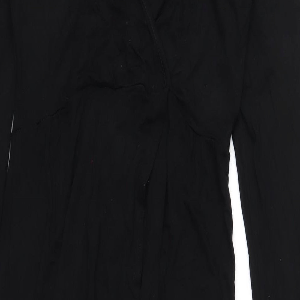 PRETTYLITTLETHING Womens Black Viscose A-Line Size 12 V-Neck Pullover