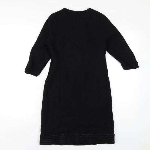 Boden Womens Black Wool A-Line Size 12 Round Neck Zip