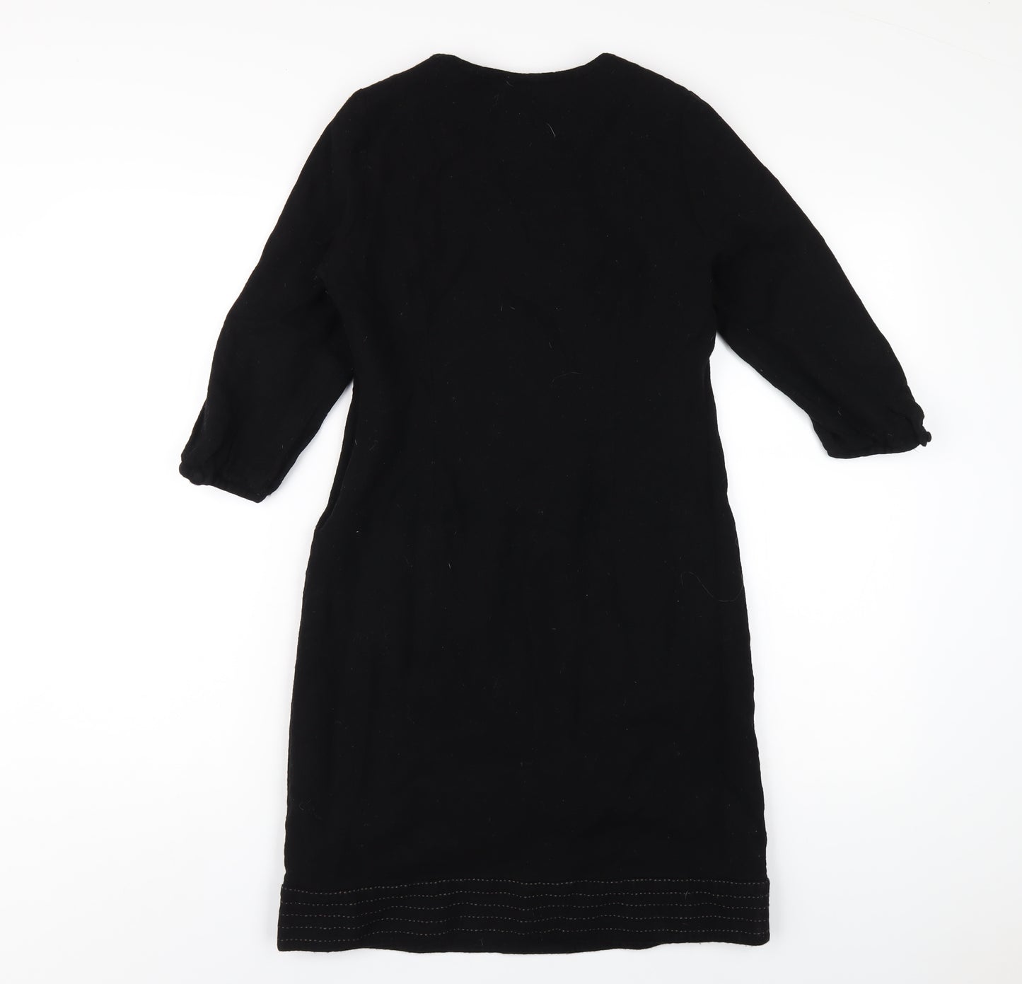 Boden Womens Black Wool A-Line Size 12 Round Neck Zip