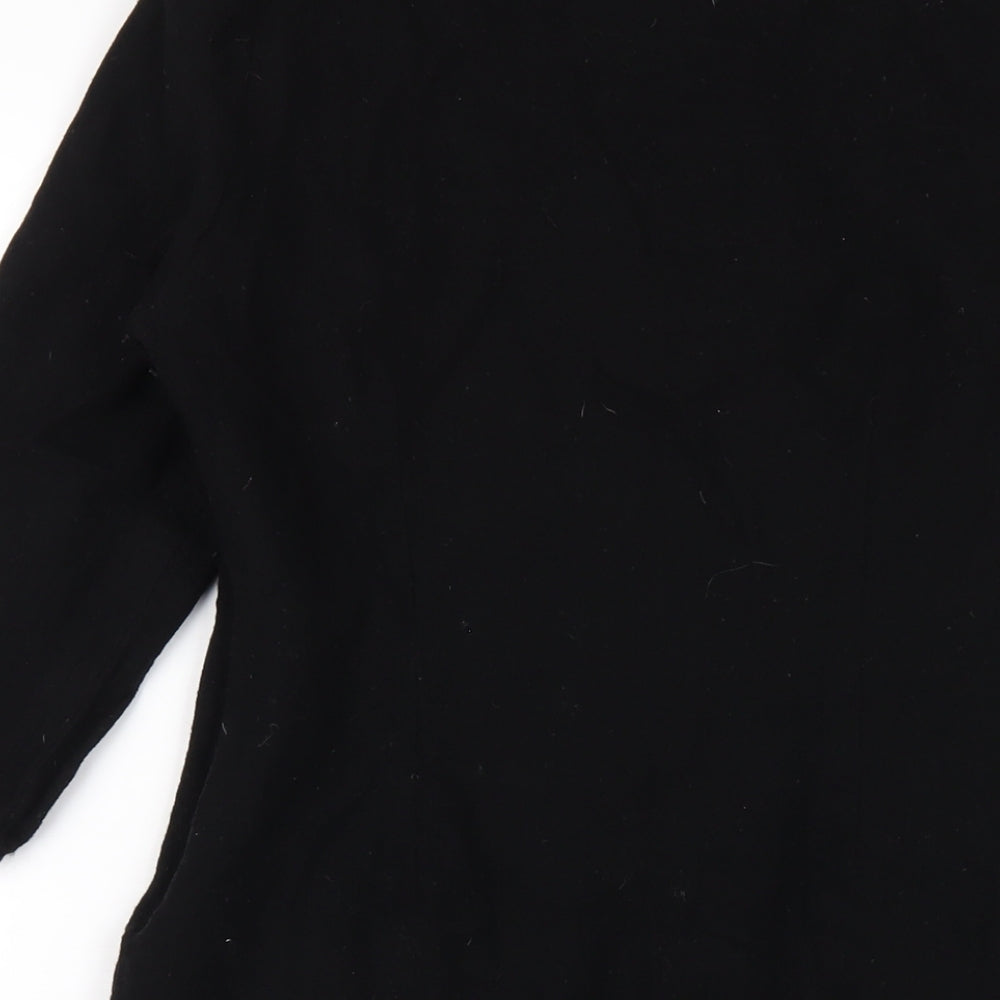 Boden Womens Black Wool A-Line Size 12 Round Neck Zip