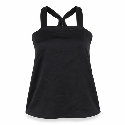 Front view of River Island women’s black polyester basic t-shirt, size UK 10, square neck