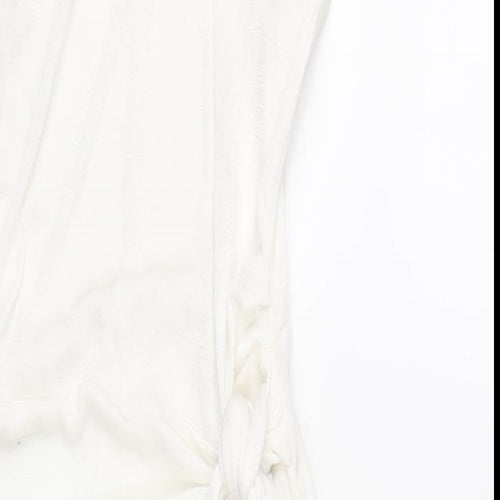 ASOS Womens White Polyester Bodycon Size 10 Mock Neck Button