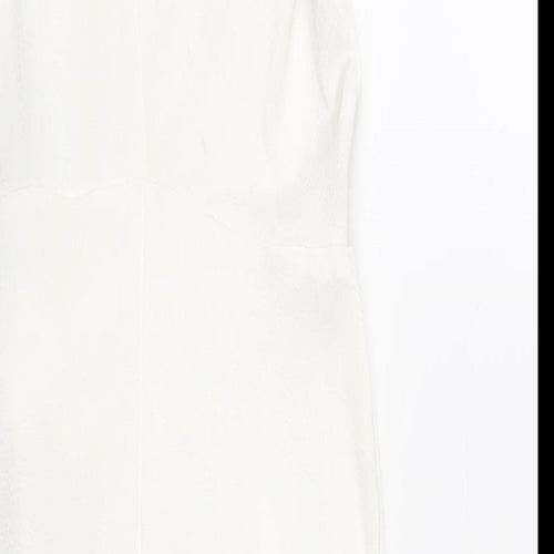 ASOS Womens White Polyester Bodycon Size 10 Mock Neck Button