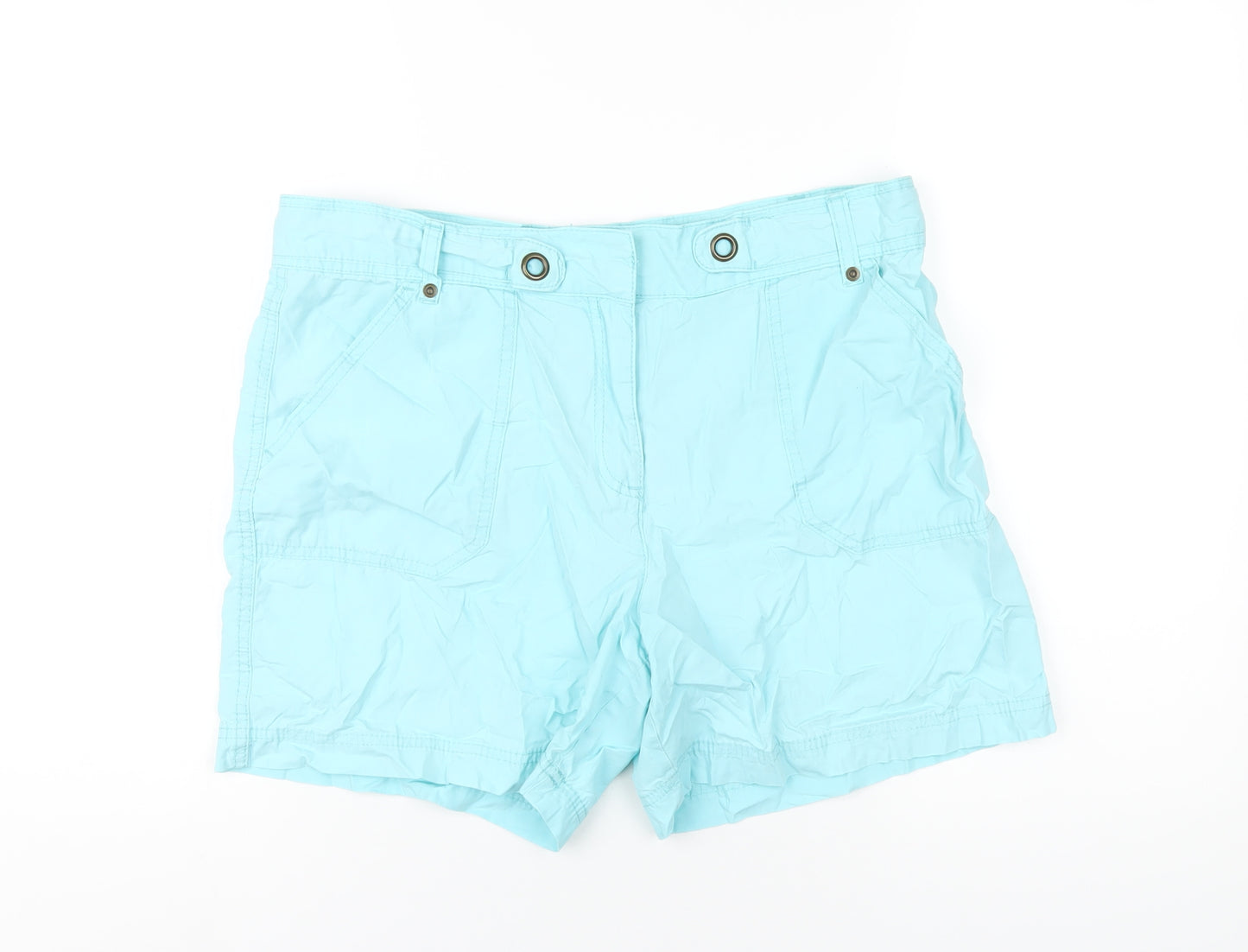 Marks and Spencer Womens Blue Cotton Bermuda Shorts Size 14 Regular Zip