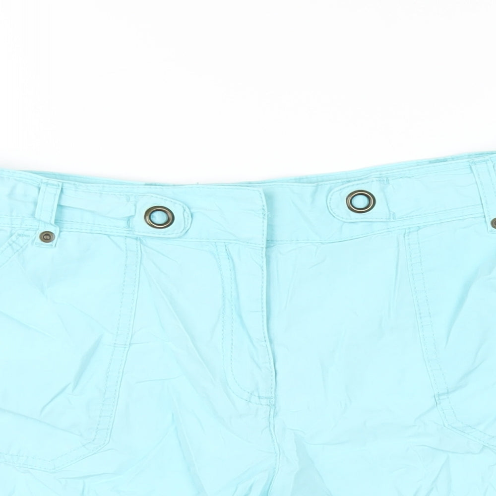 Marks and Spencer Womens Blue Cotton Bermuda Shorts Size 14 Regular Zip